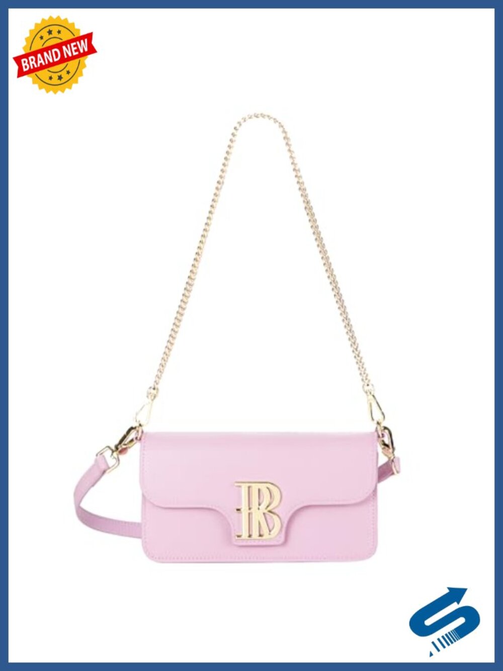 Genuine Cow Leather Crossbody Bag with RFID Wallet & Chain Strap